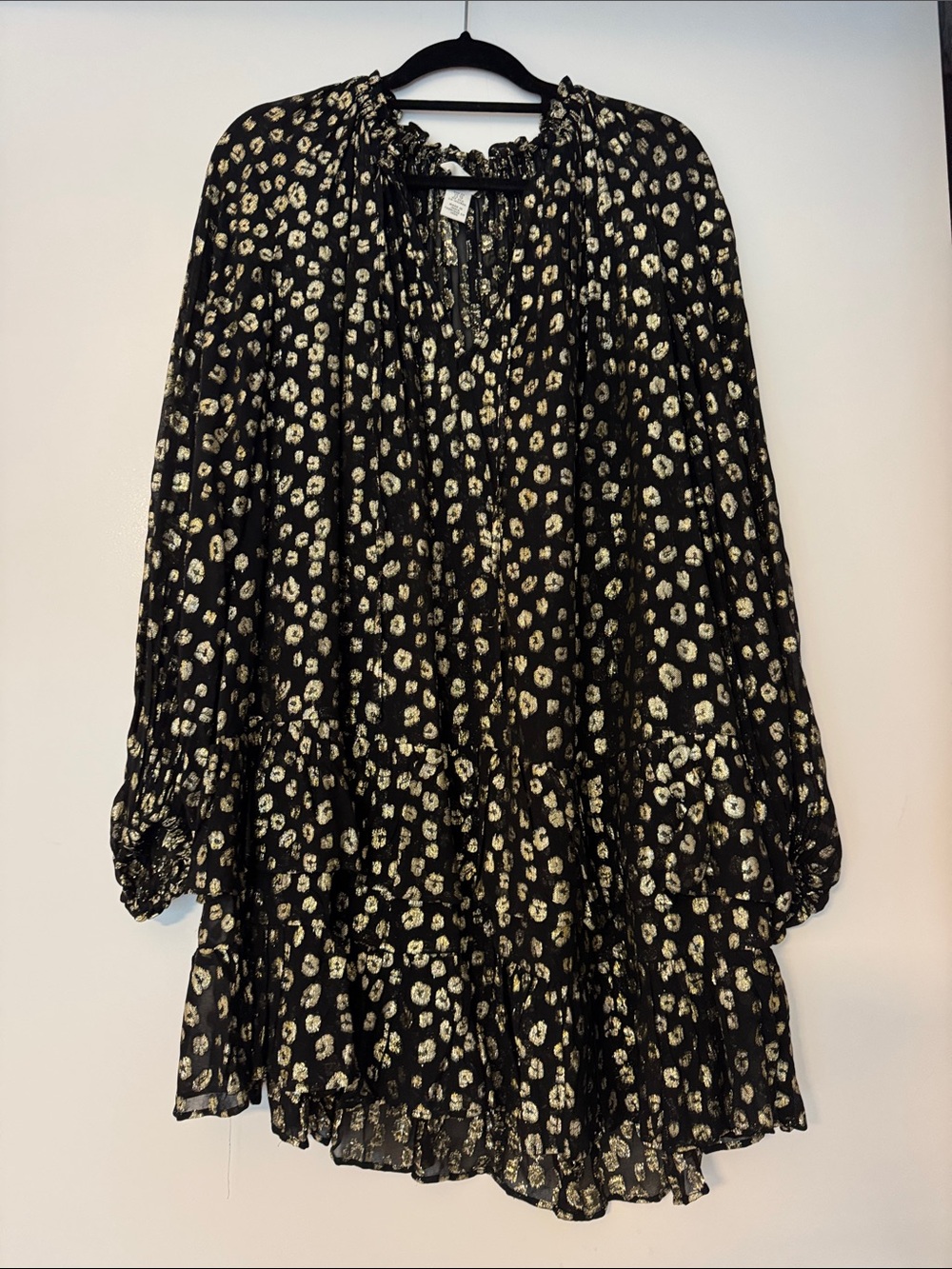 H&M Black Dress with Gold Floral Dots